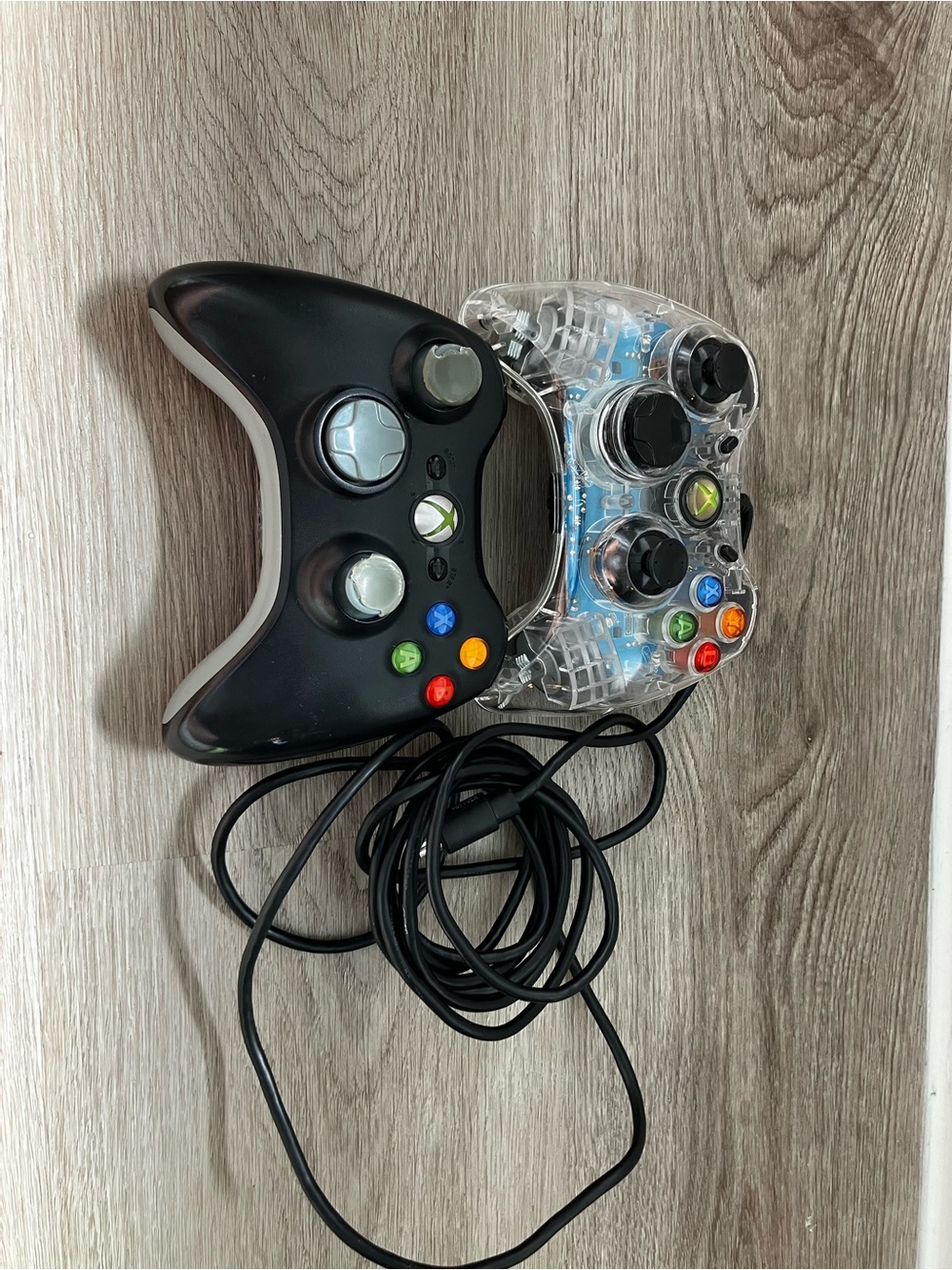 Microsoft Wired Dual Game Controllers in Black and Clear